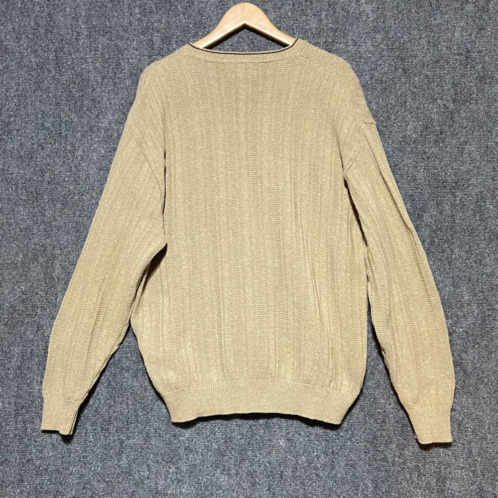 Vintage Sedgefield Mens Tan Deer Embroidered V Neck Knit Sweater XL Made in USA - Picture 3 of 9